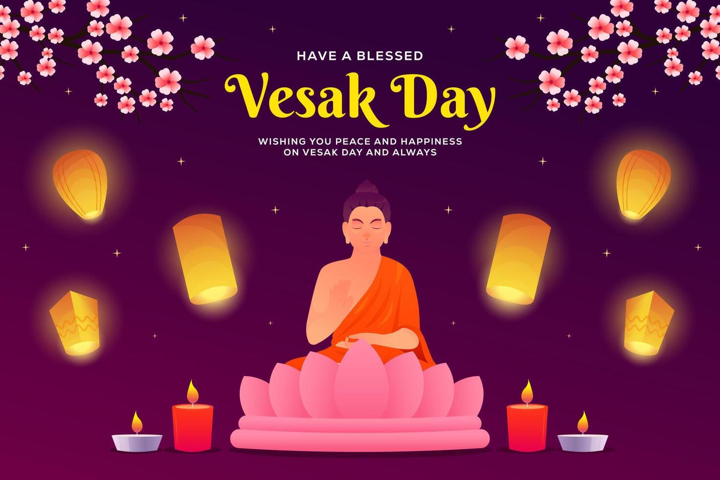 vesak day background illustration in gradient style design vector