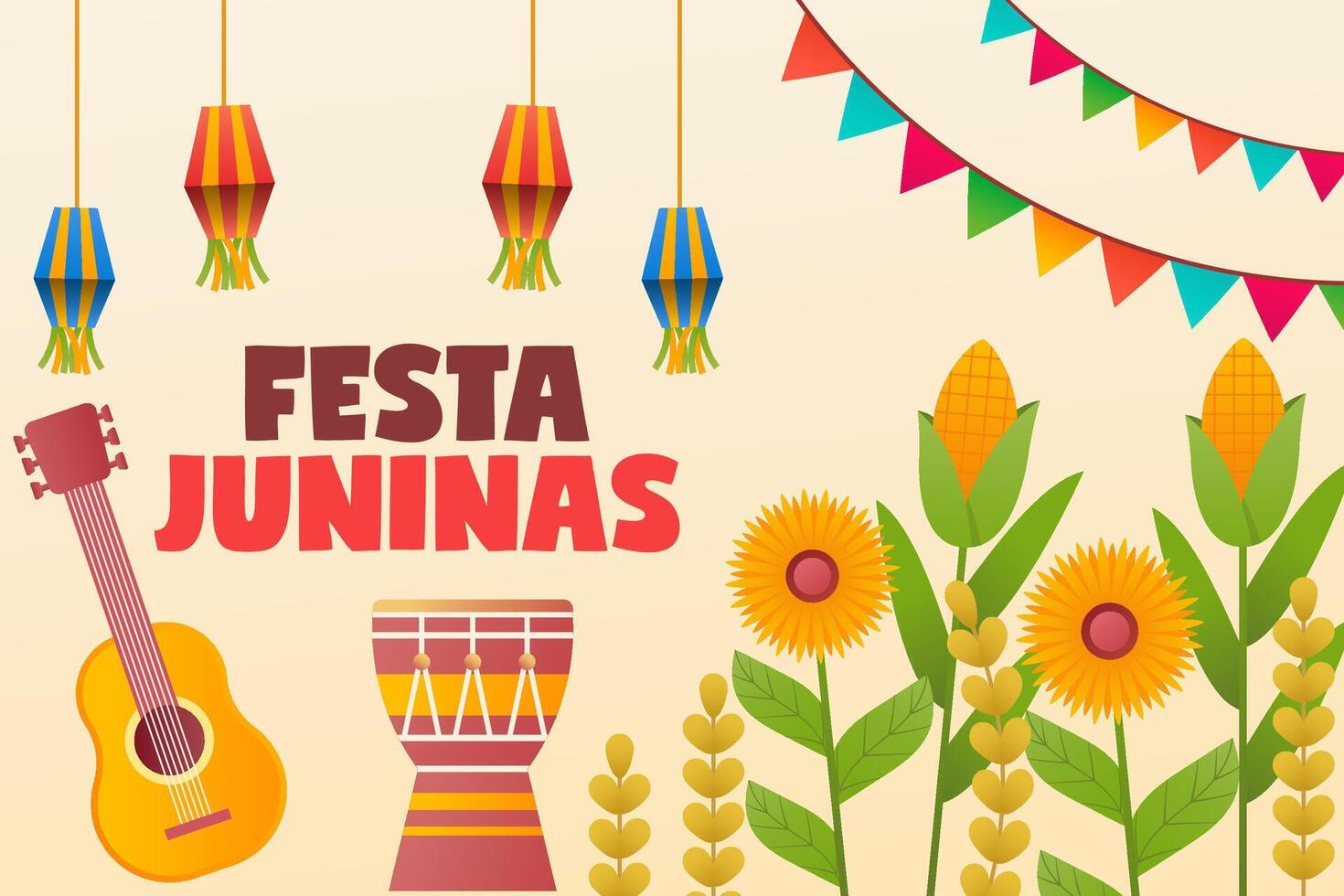 festa juninas background illustration in gradient style vector