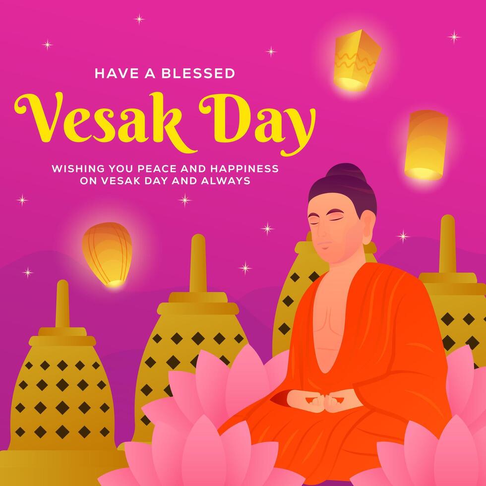 illustration for celebrate vesak day in gradient style vector