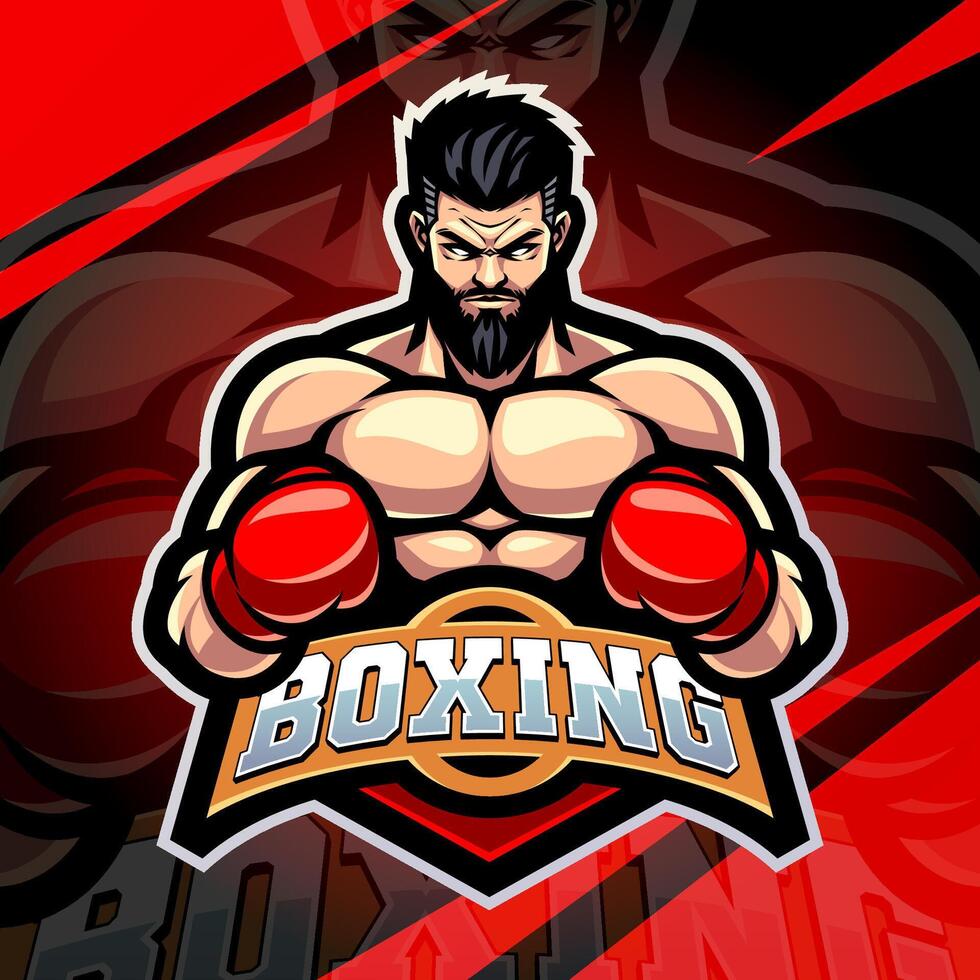Boxing esport mascot design vector