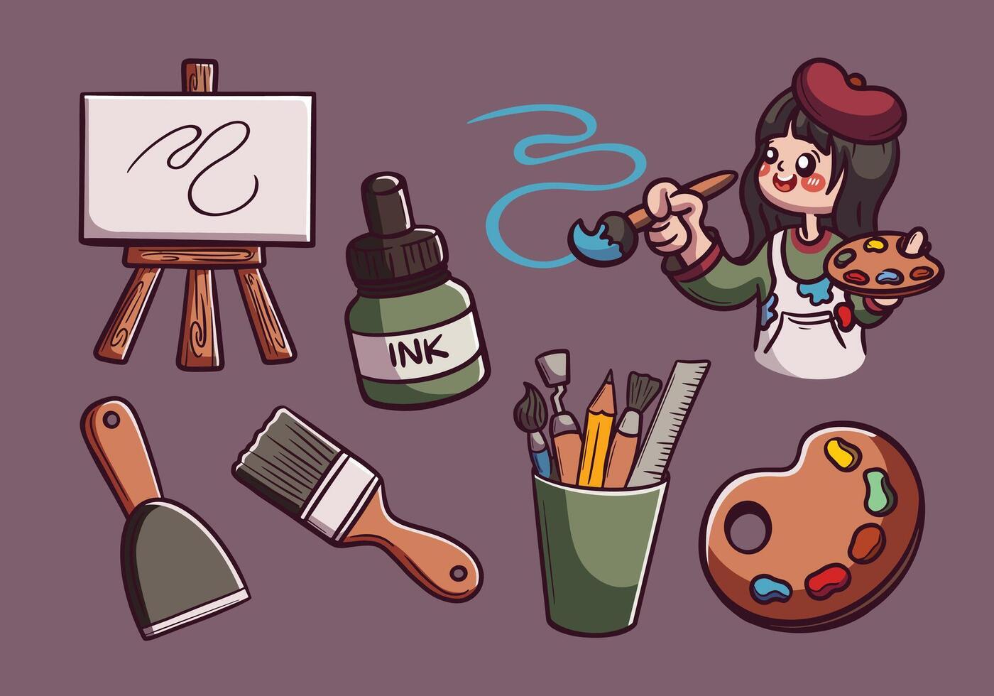 Artist material supplies vector
