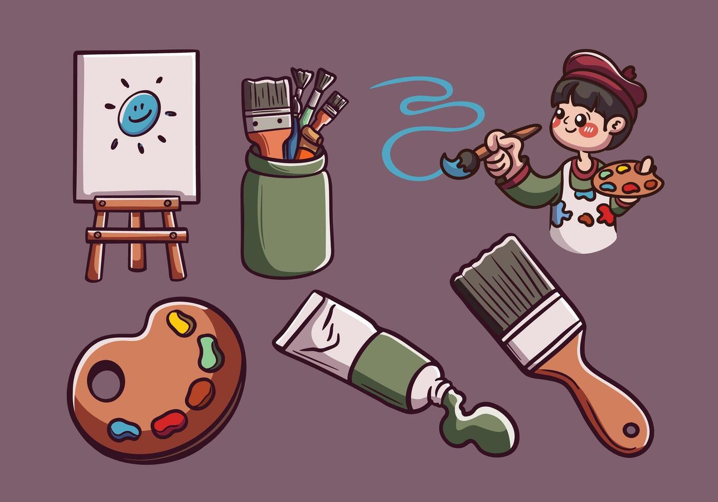 Artist material elements vector