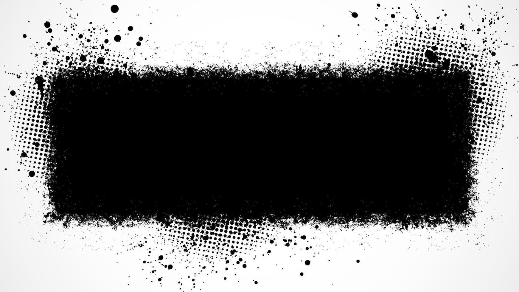 A grunge-style black stripe in the middle of a white background with halftone dots. vector