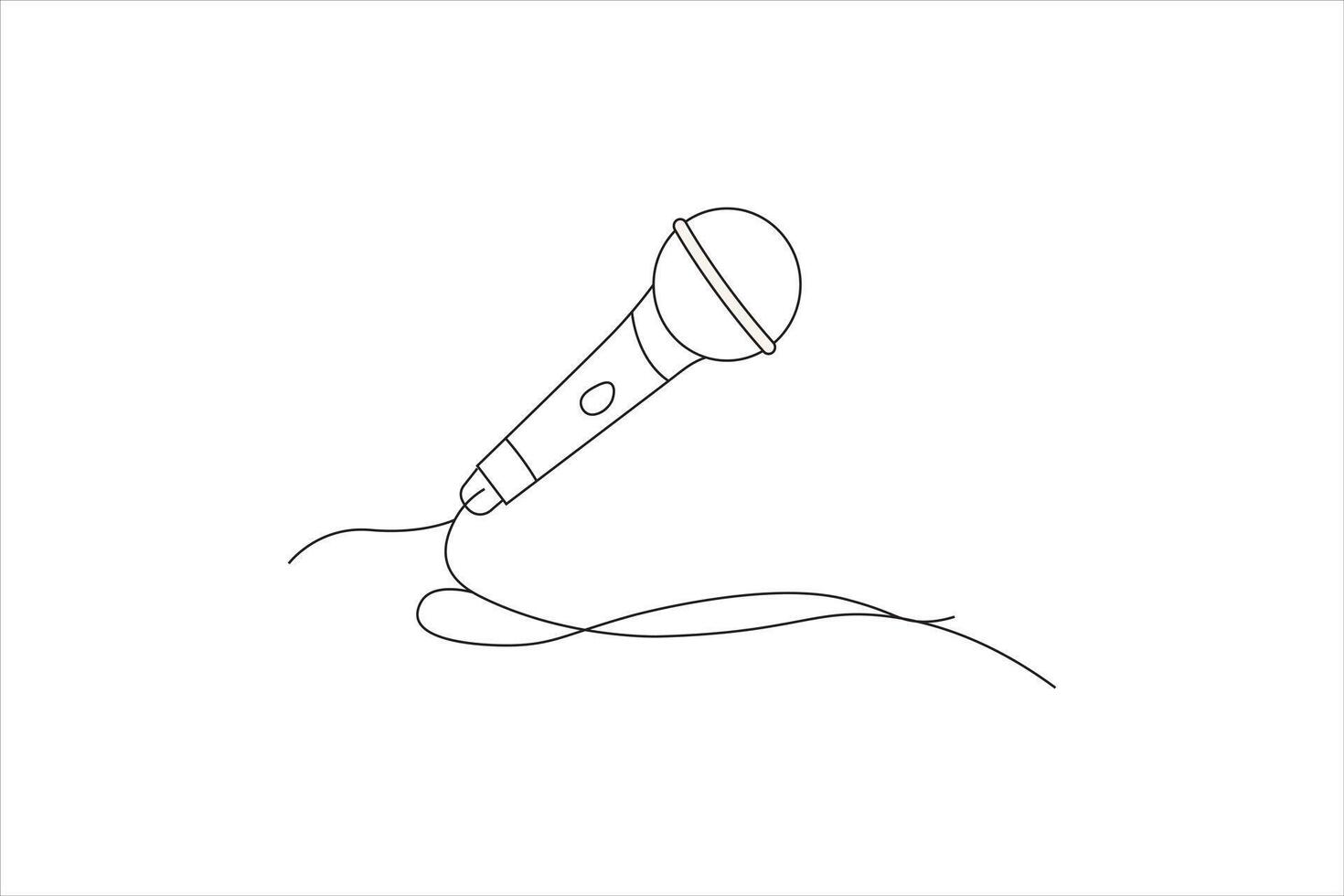 Minimalist line drawing depicts a hand holding a microphone vector