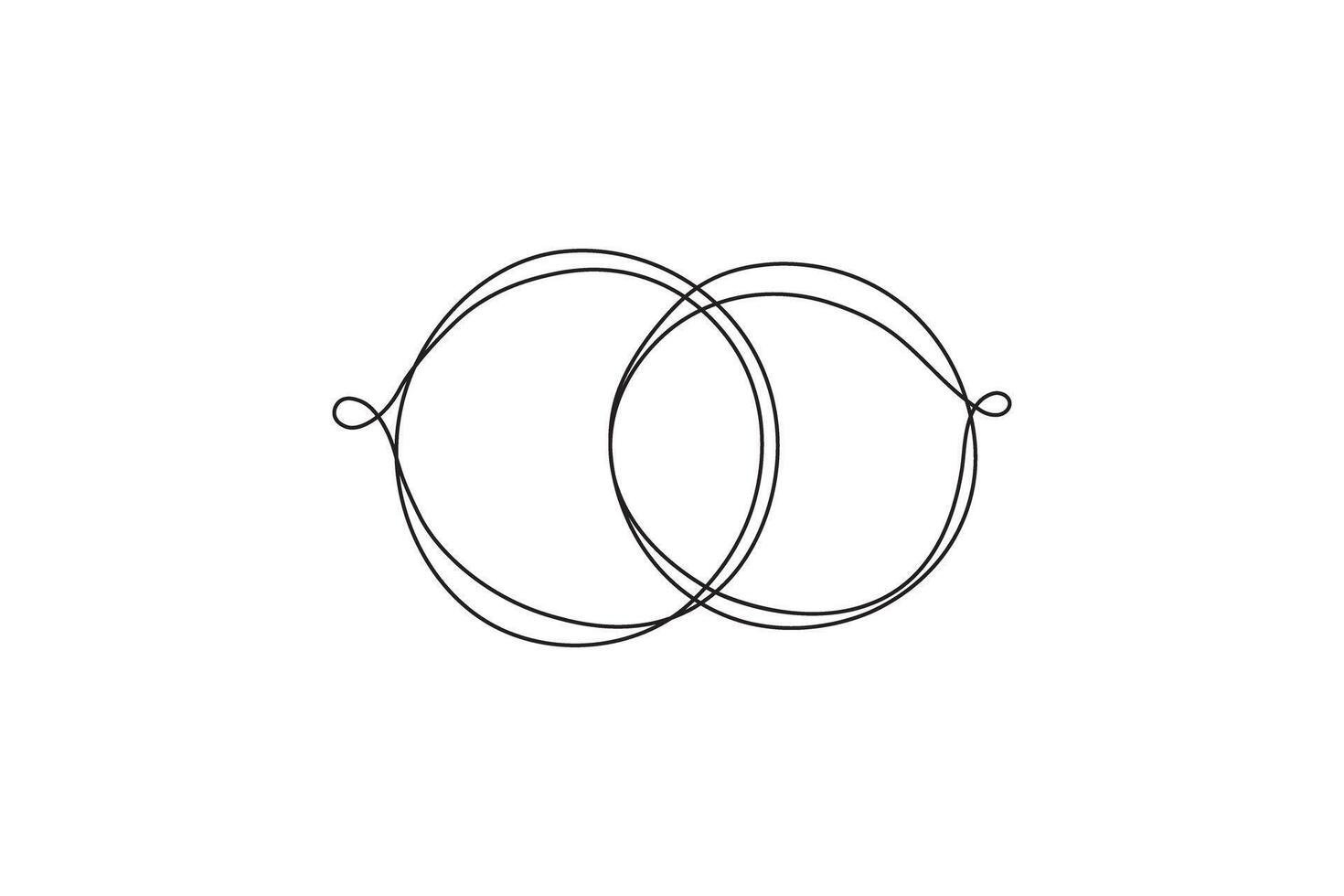minimal line art of two interlocking loops with flowing abstract design vector
