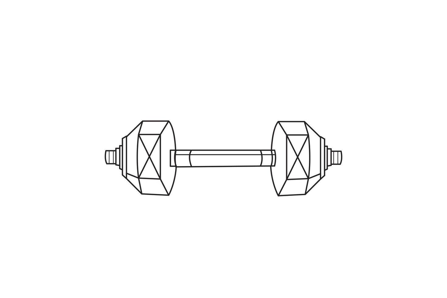 minimalist dumbbell line drawing for fitness and workout line art design vector