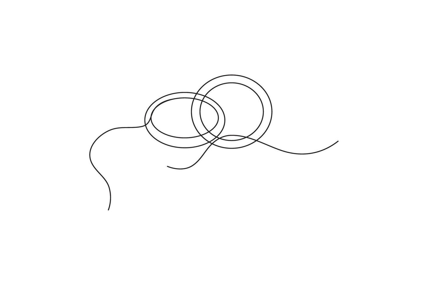 minimal line art of wedding ring loops with flowing artist design vector