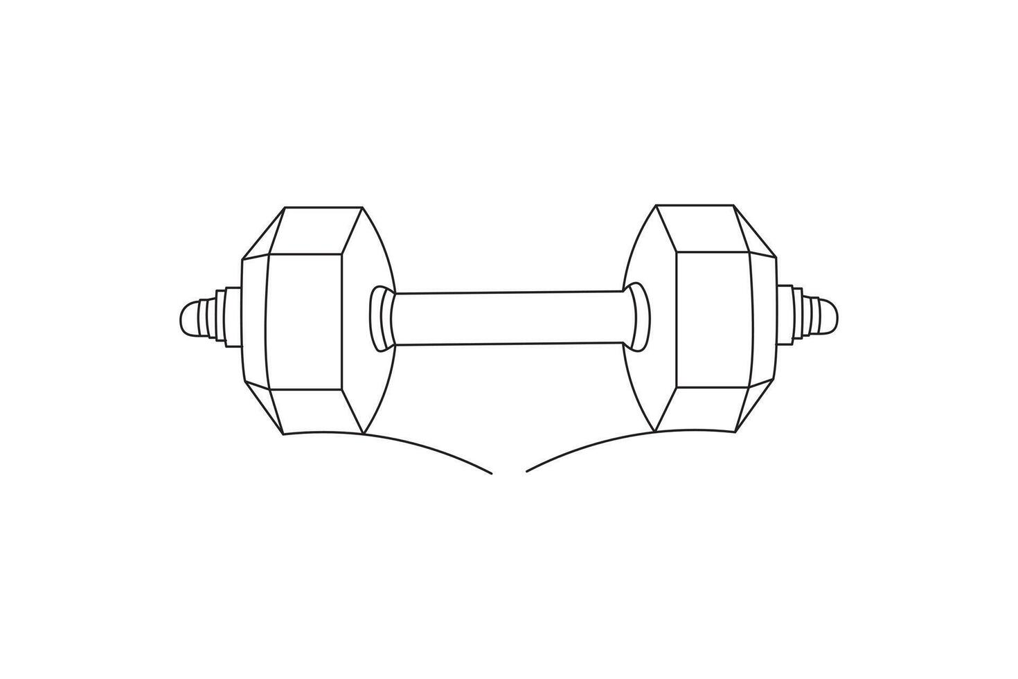 minimalist dumbbell line drawing for fitness and workout design vector