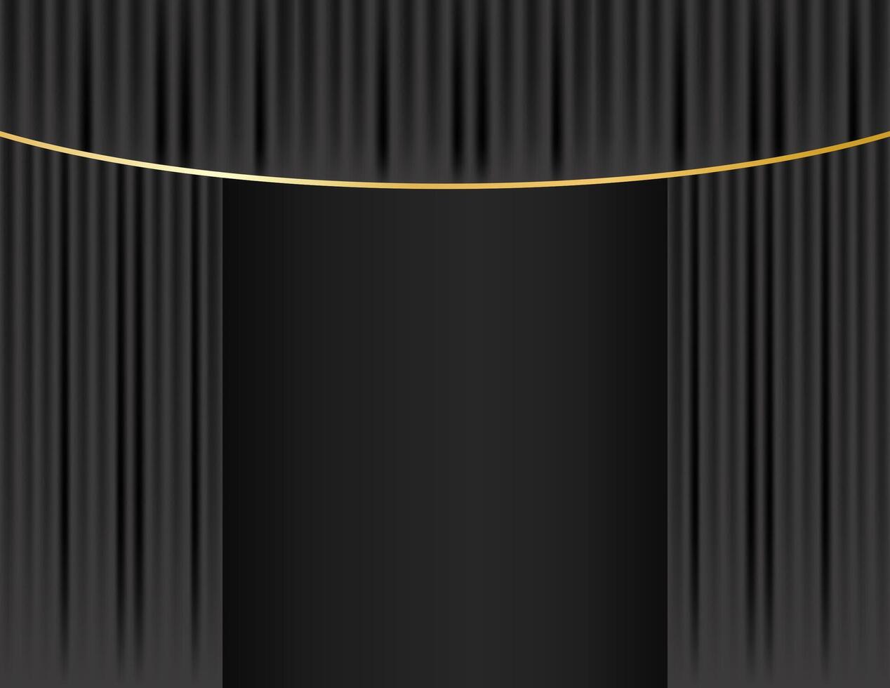 Black draped curtain background with empty copy space. illustration for theater, vip, concert, fashion, events, home decor, advertising vector