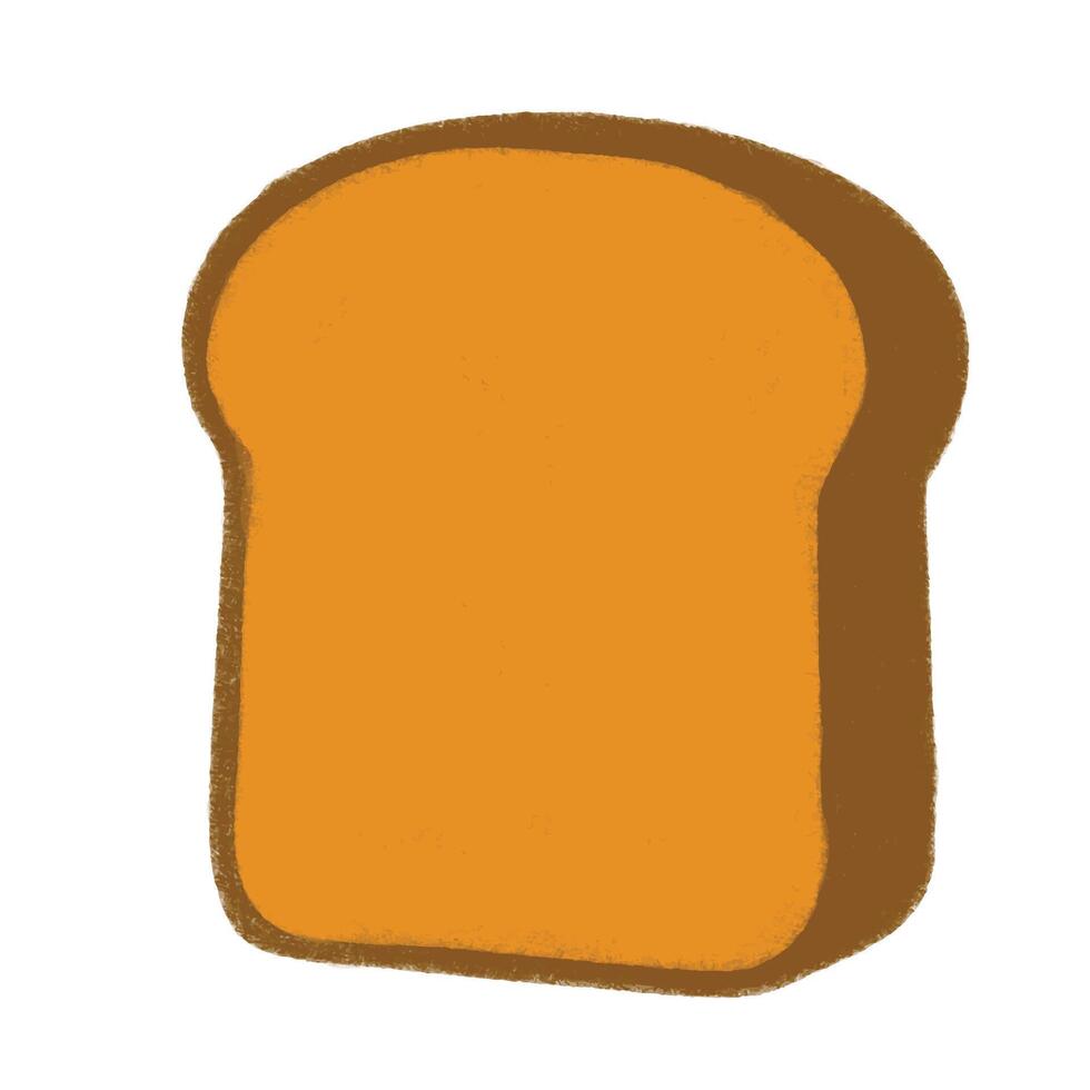 A minimalist and textured digital illustration of a single slice of toasted bread, designed in a cartoon style with warm brown tones. vector