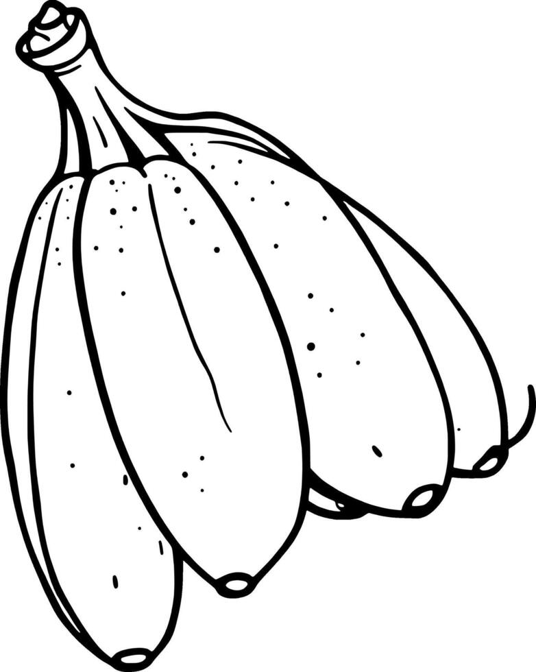 Hand-Drawn Illustration Of A Bunch Of Bananas Simple Line Art Black And White vector
