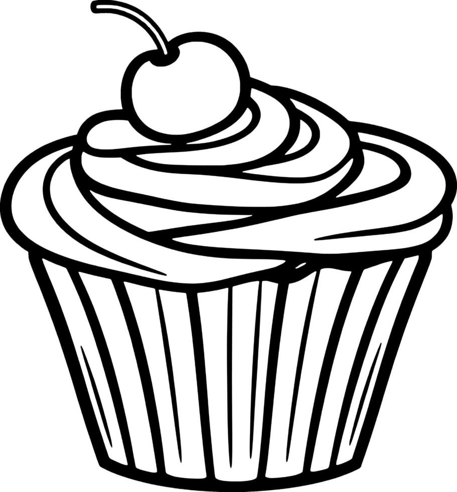 Delicious Swirled Cupcake Topped With A Cherry vector