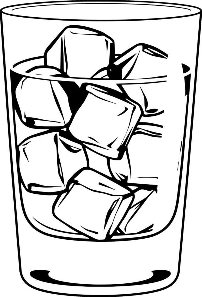 A Glass Filled With Refreshing Ice Cubes Ready For A Drink vector
