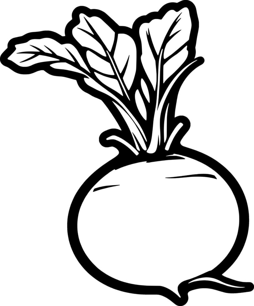 A Vibrant Illustration Of A Single Red Radish With Lush Green Tops vector