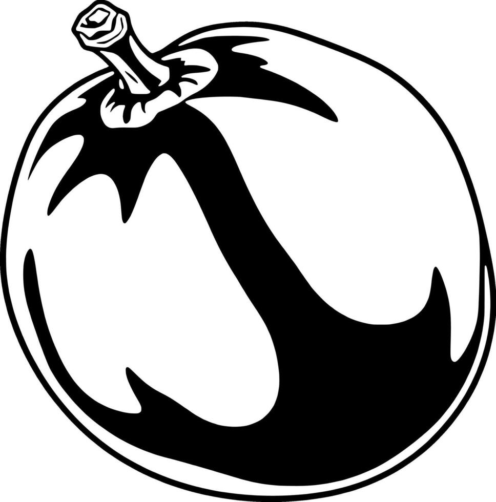 Stylized Black And White Illustration Of A Single Round Plum vector