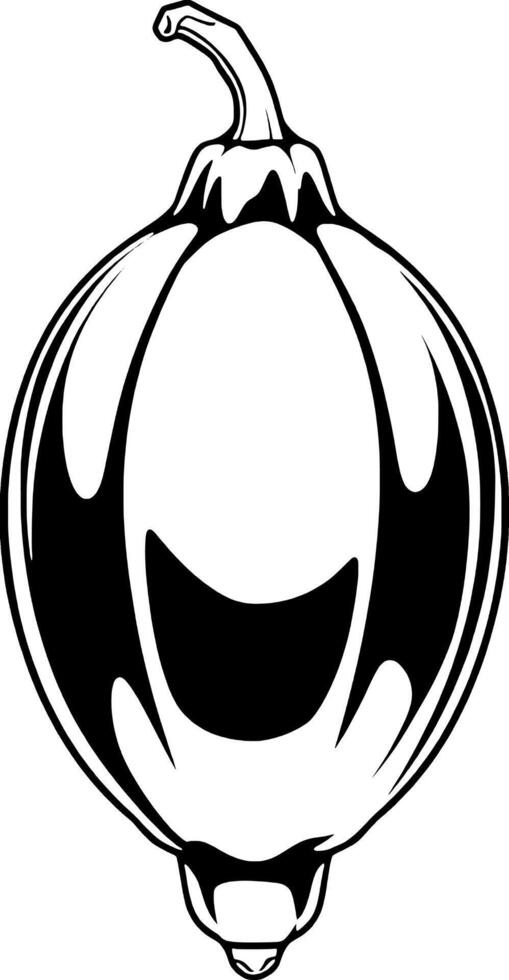 A Stylized Black And White Illustration Of A Single Round Pumpkin vector