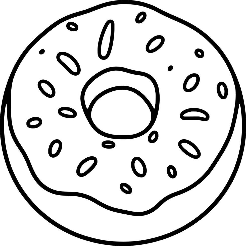 Delicious Sprinkled Donut Outline Illustration A Simple Sweet Treat Design vector