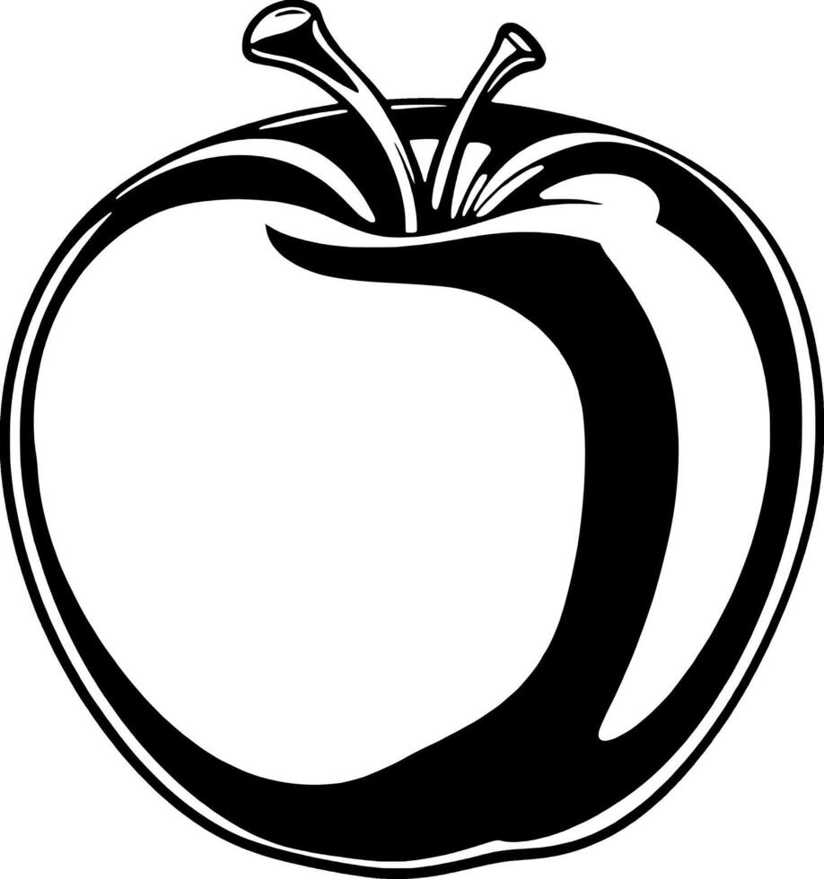 Stylized Monochrome Illustration Of A Shiny Apple Fruit vector