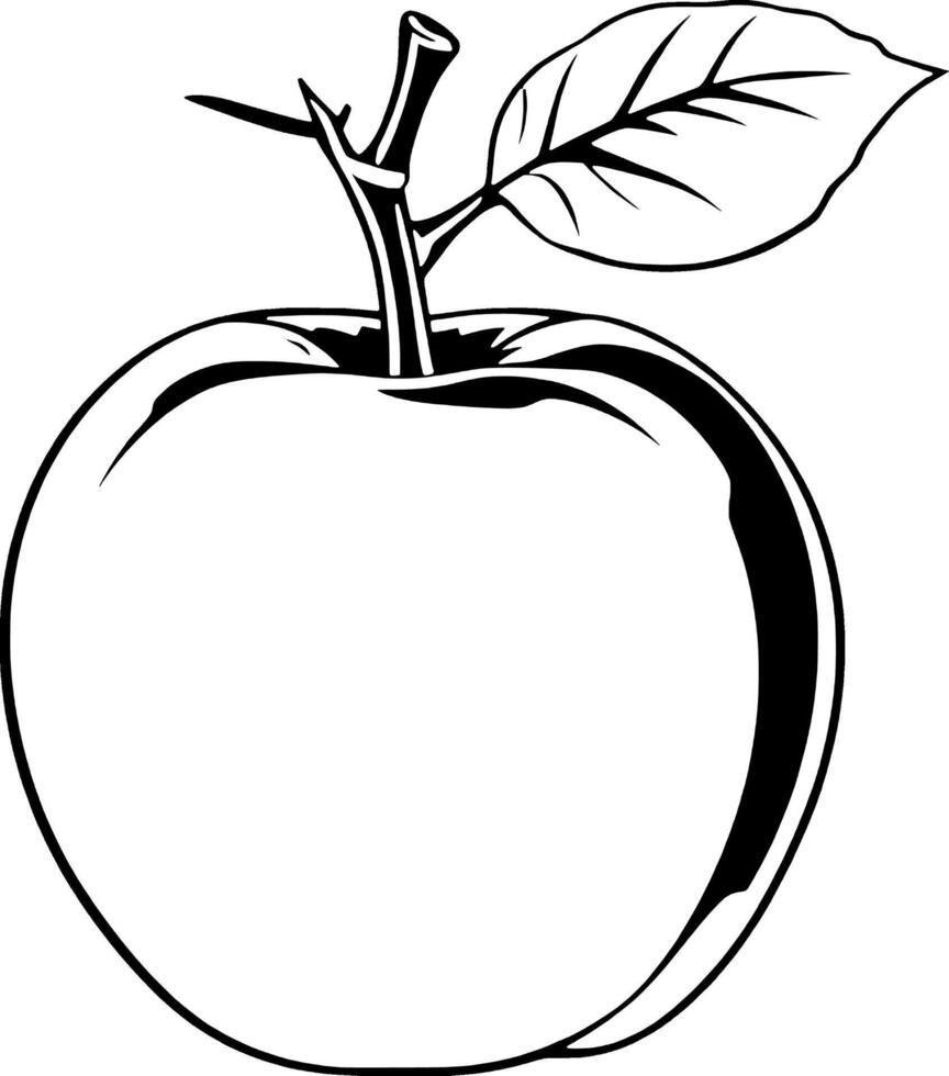 Line Of A Single Red Apple With Leaf vector