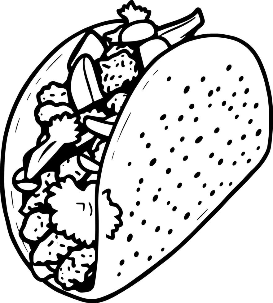 Delicious Ground Beef Taco Illustration Featuring Fresh Cilantro Onions and Tomatoes vector