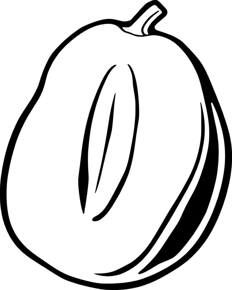 Halved Plum Illustration A Simple Black And White Drawing Of A Fresh Plum Cut In Half Revealing Its vector