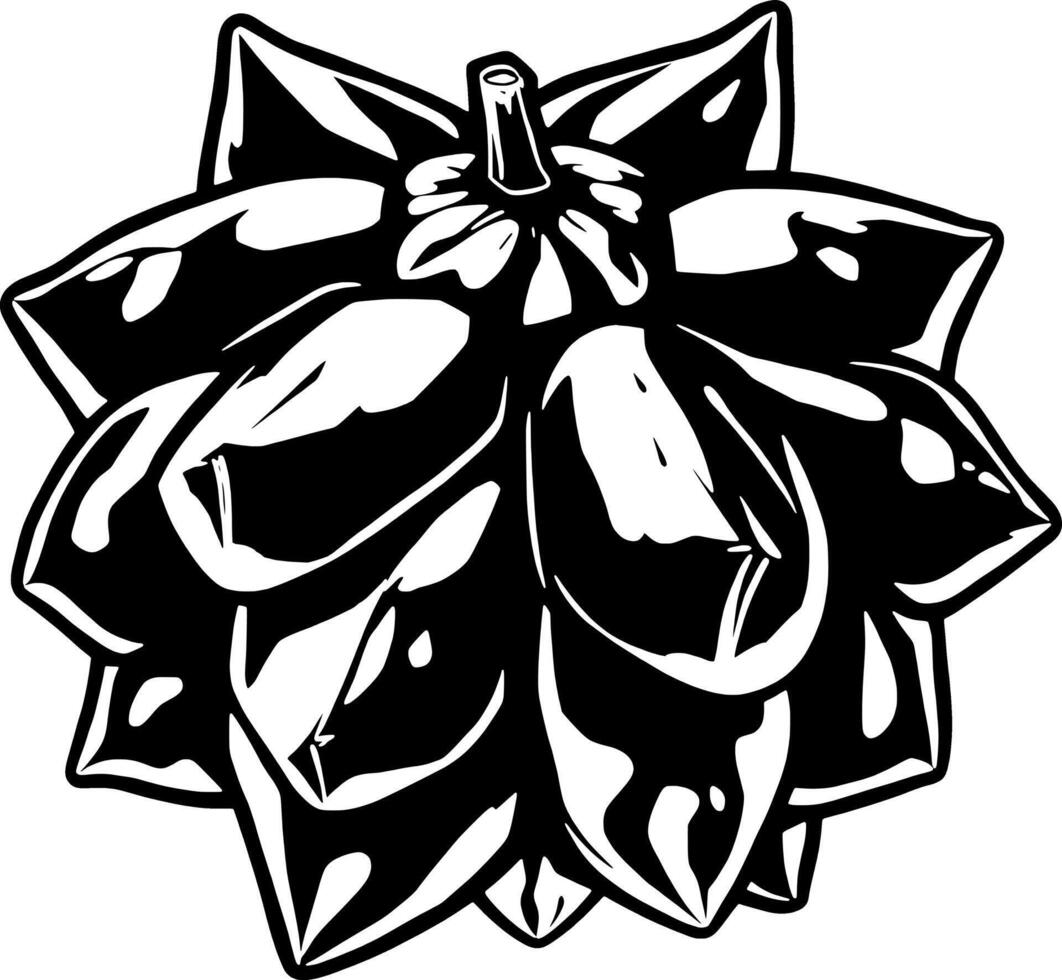 Stylized Monochrome Illustration Of A Hop Cone Detailed Close-Up View vector