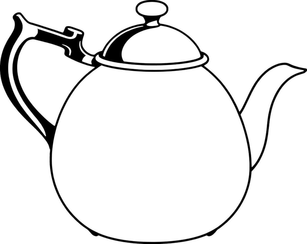 Classic Teapot Illustration A Simple Line Drawing Of A Traditional Tea Kettle vector