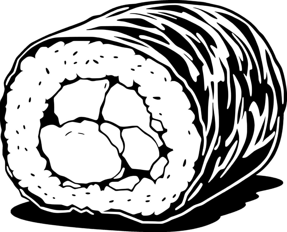 Delicious Maki Sushi Roll A Cross-Section View of Fresh Seafood and Vegetables vector