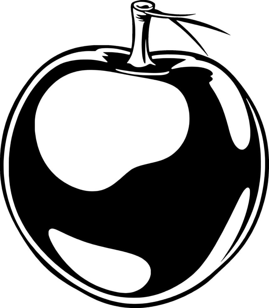 Stylized Black And White Illustration Of A Single Apple vector