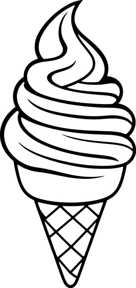 Swirled Soft Serve Ice Cream Cone Illustration vector