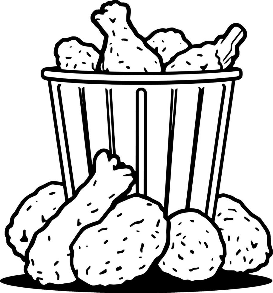 Fried Chicken Wings In A Basket Delicious Food Illustration vector