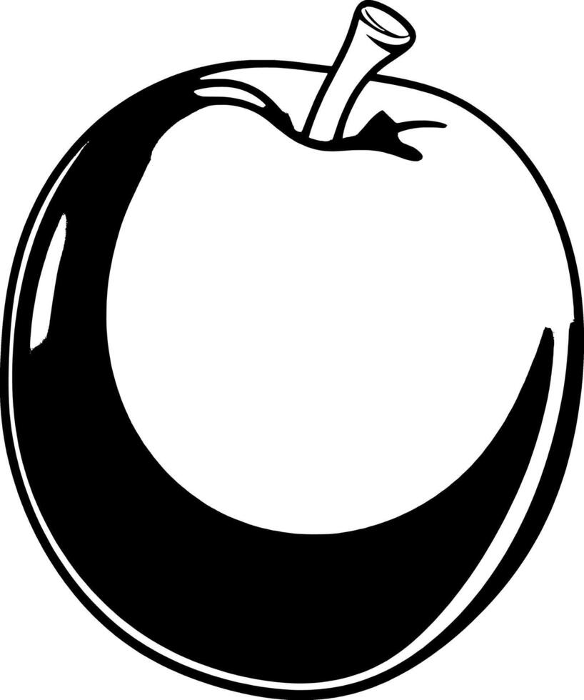 Monochrome Illustration Of A Single Shiny Apple vector