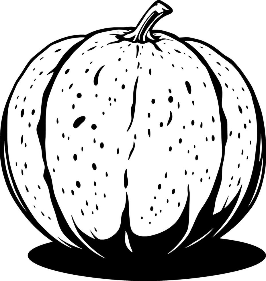 A Detailed Black And White Illustration Of A Single Pumpkin vector