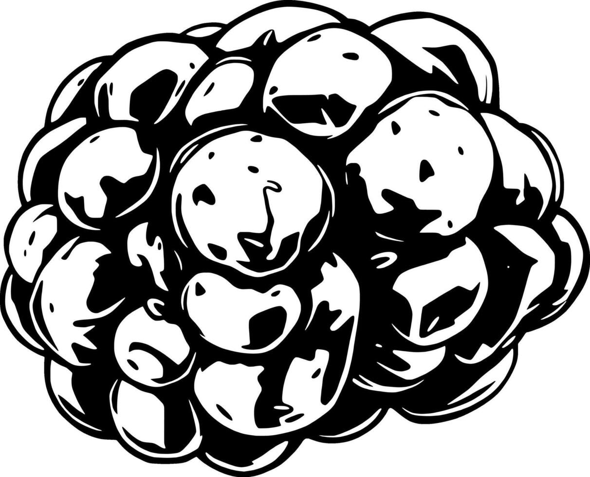 Stylized Monochrome Illustration Of A Single Blackberry vector