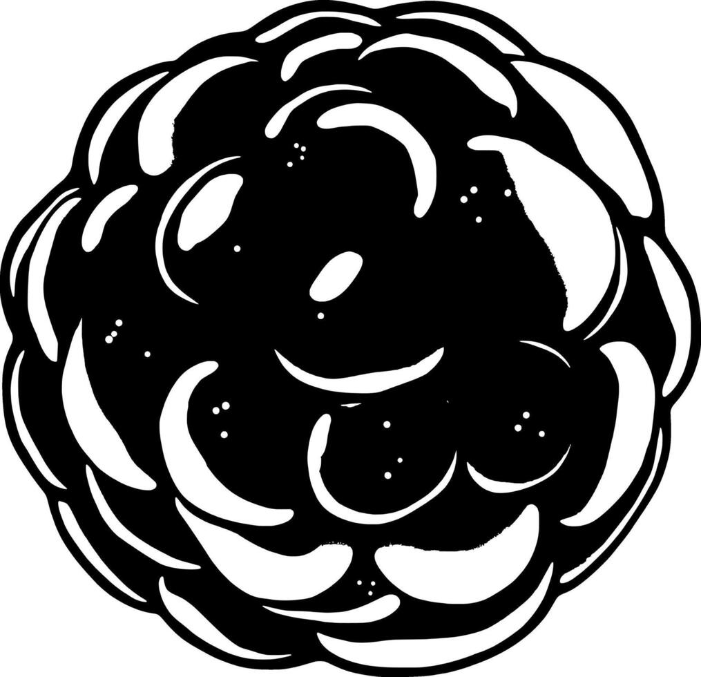 Monochrome Illustration Of A Single Blackberry vector