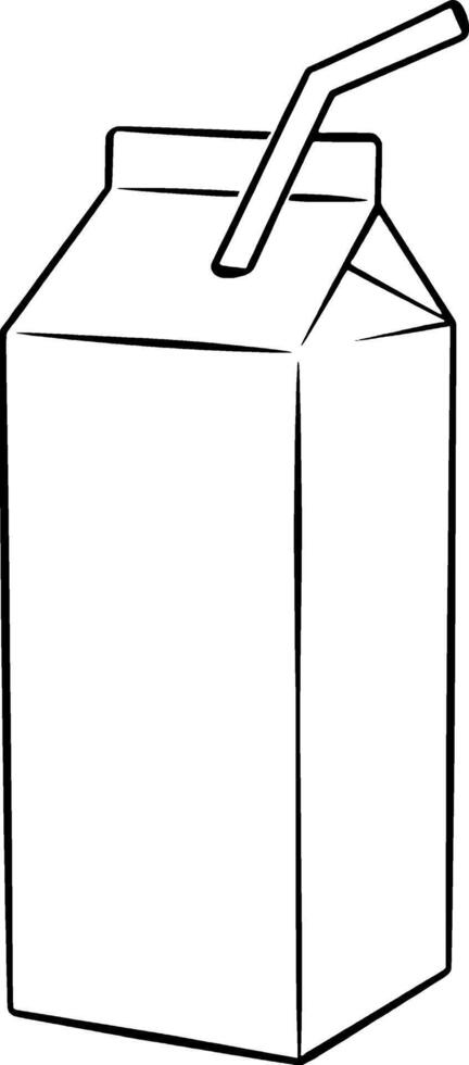 Simple Line Drawing Of A Carton With A Straw Ready For Your Beverage vector