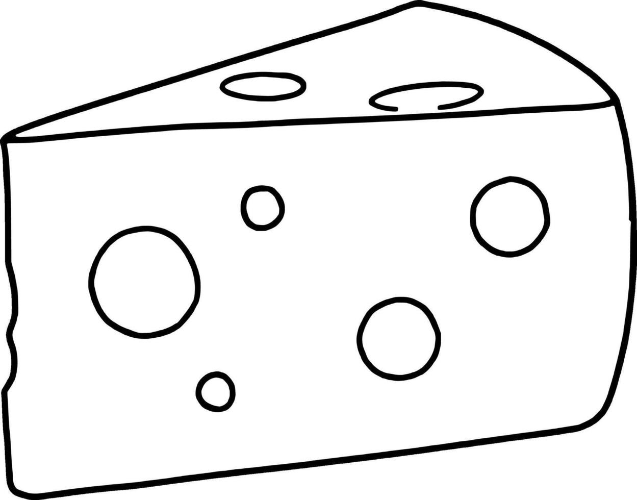 Drawing Of A Wedge Of Swiss Cheese vector