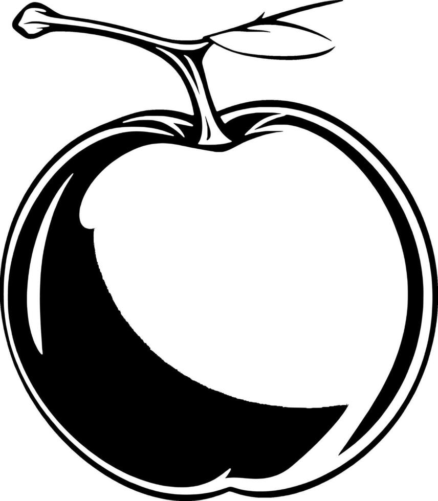 A Stylish Black And White Illustration Of A Single Plum vector