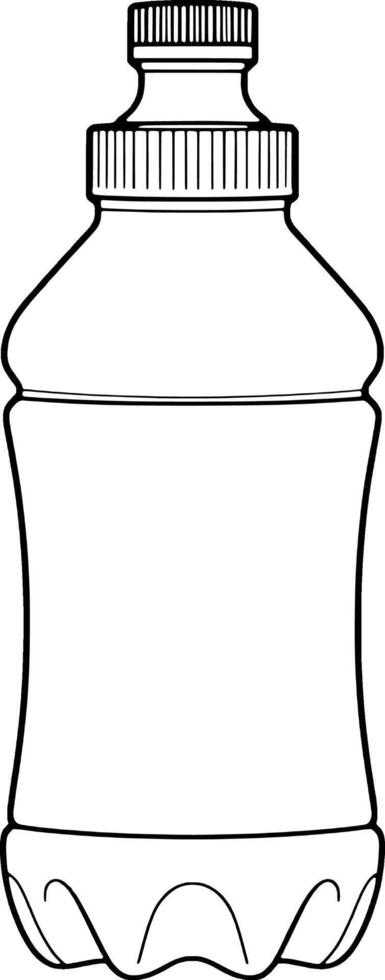Line Drawing Of A Plastic Bottle With A Cap Ideal For Packaging Design vector