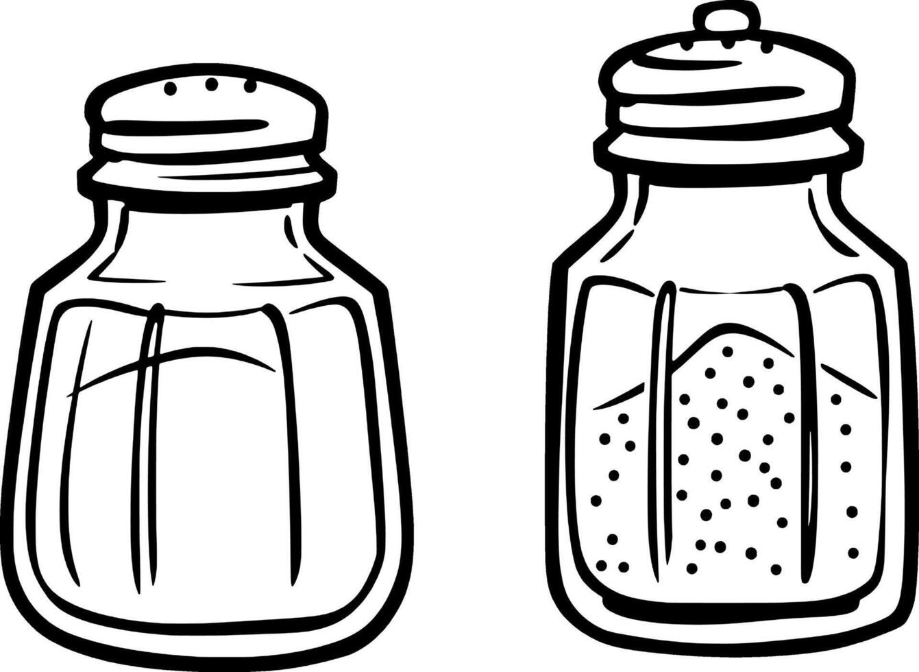 Simple Line Drawing Of Salt And Pepper Shakers vector