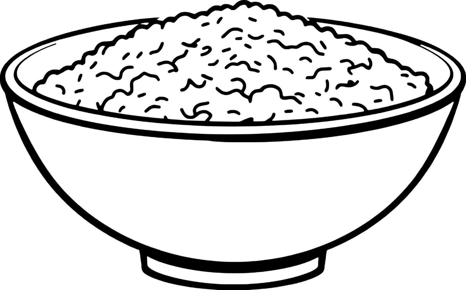 Hand-Drawn Illustration Of A Bowl Filled With Cooked Grain vector
