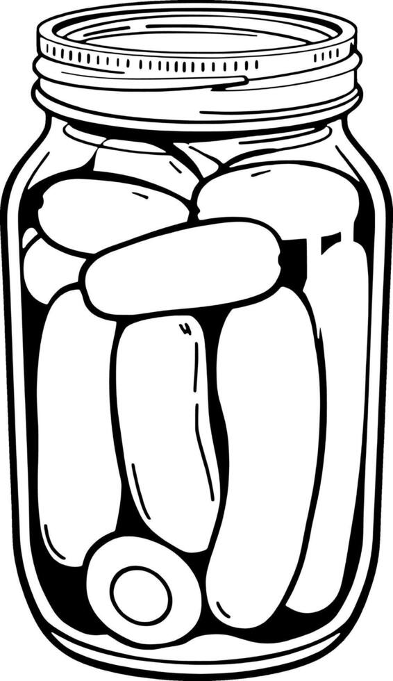 A Glass Jar Filled With Pickled Cucumbers Ready For Consumption vector