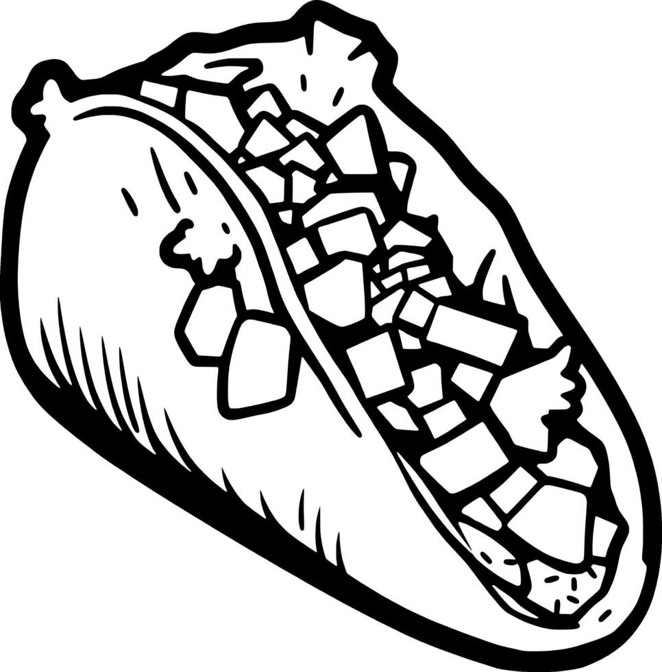 Delicious Hand-Drawn Illustration Of A Savory Taco Filled With Fresh Vegetables And Cheese vector