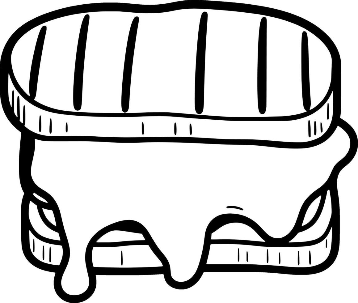 Melted Cheese Dripping Grilled Sandwich Cartoon Illustration vector