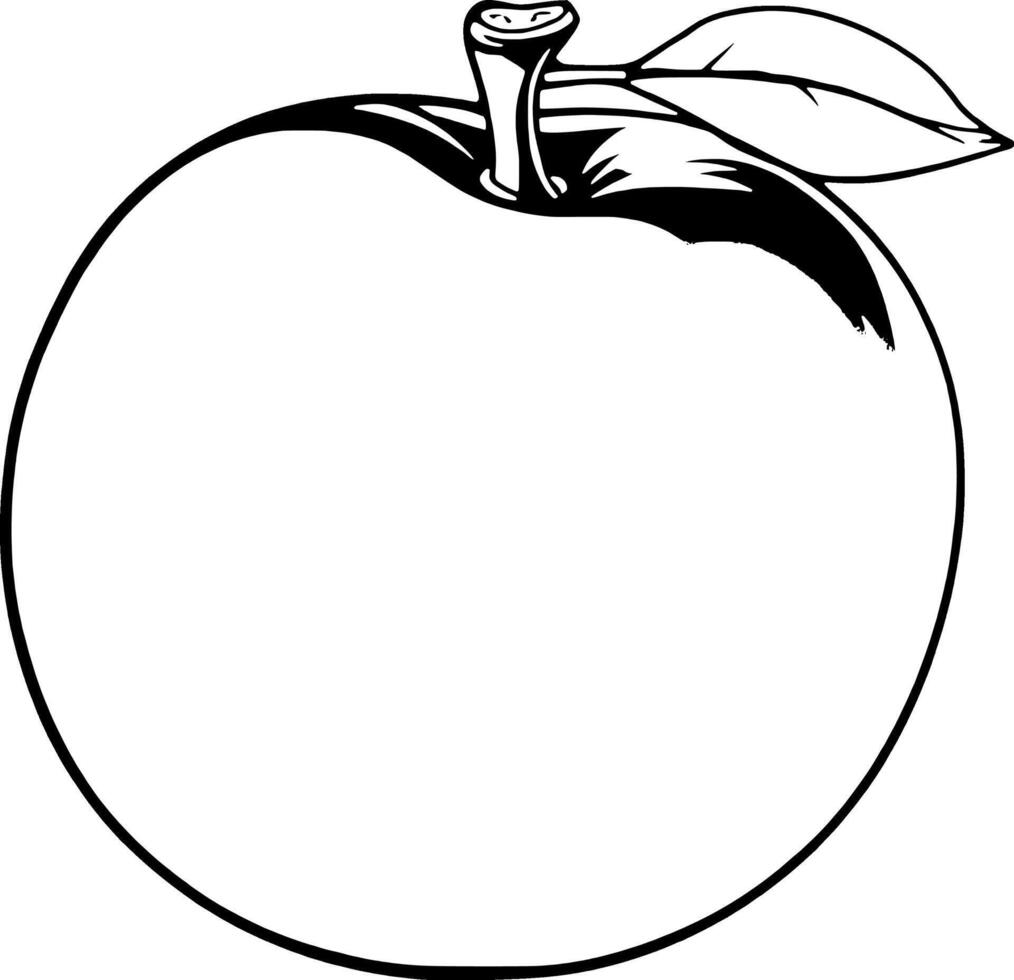 A Single Ripe Apple With Leaf Stylized in Black And White vector