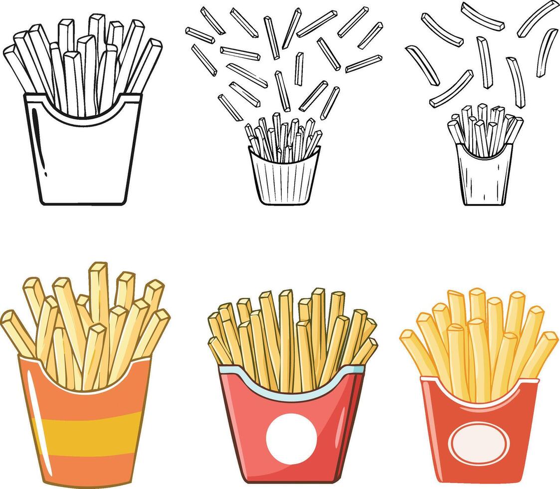 french fries clip art set vector