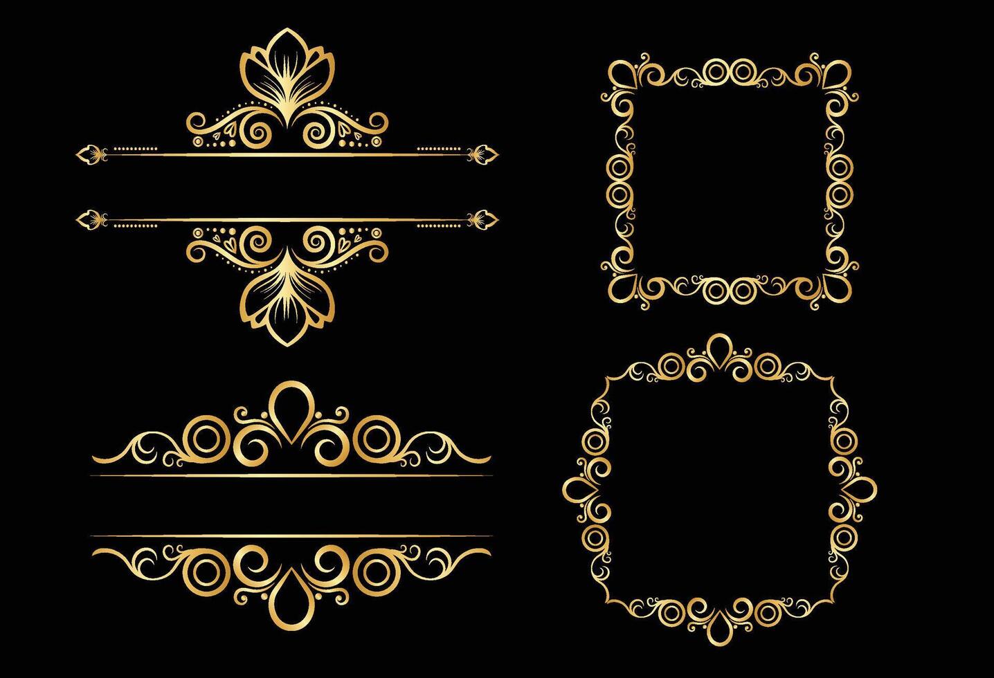 ornate square frames and dividers vector