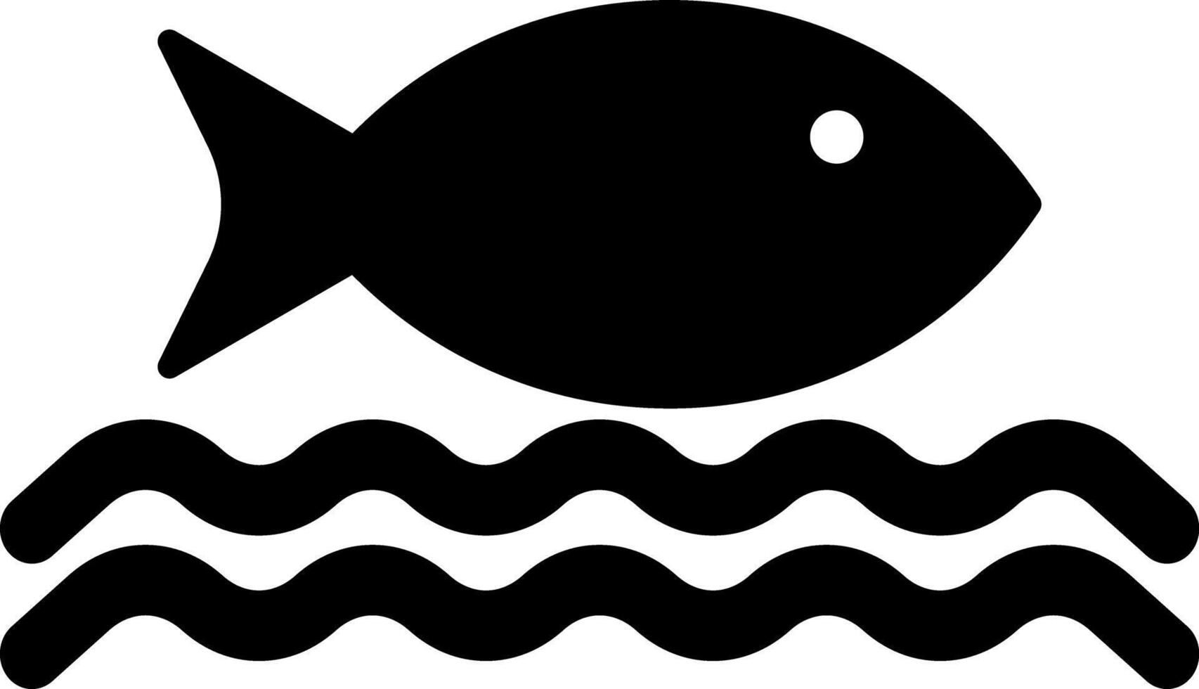 Fish and sea waves icon isolated on white background . Fish in water icon . illustration vector