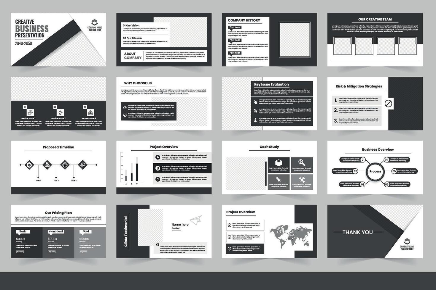 Business presentation template design, Business presentation template design, Creative Business Presentation Layout Showcasing Various Slides for Professional Use vector