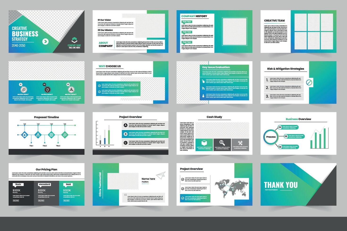 Modern Business Strategy Presentation Highlighting Key Elements and Design FeaturesBusiness presentation template design, Business presentation template design, vector